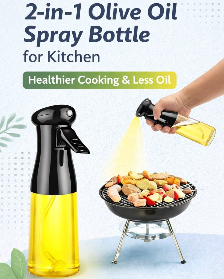 2-in-1 Oil Sprayer Bottle | Refillable Mist Spray Bottle for Air Fryer, BBQ, Salad & Kitchen Use