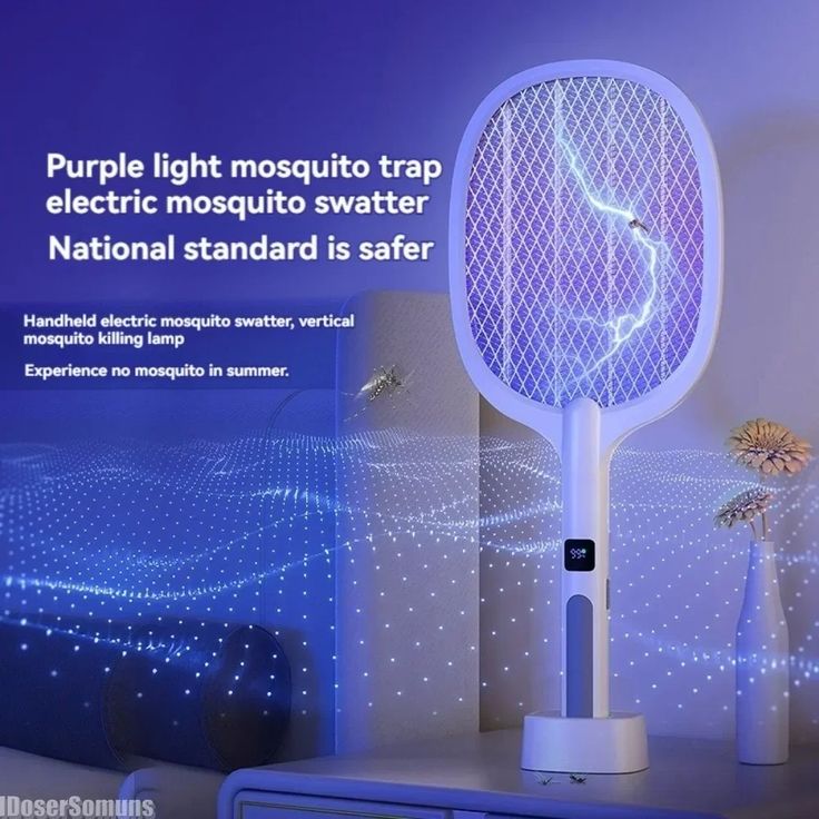 Electric Mosquito Racket – Rechargeable 3-Layer Bug Zapper Bat | High-Voltage Insect Killer for Home, Outdoor & Camping Use