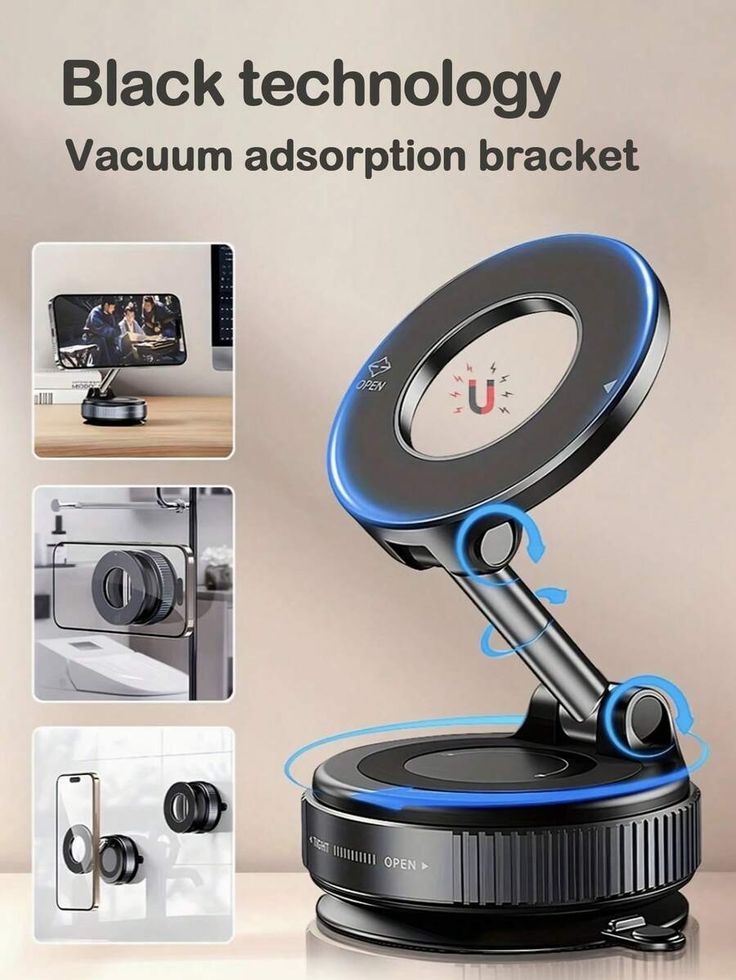 Vacuum Car Phone Holder Mount – Strong Suction Dashboard & Windshield Mobile Bracket | 360° Rotation Universal Smartphone Holder for Cars