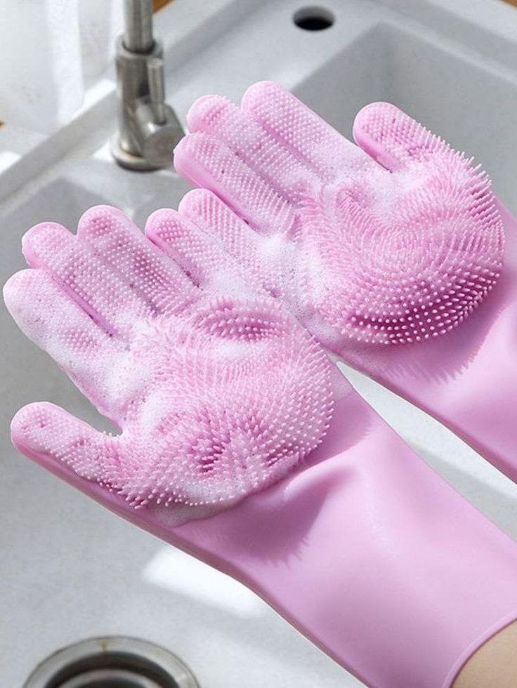 Silicone Washing Gloves – 2-in-1 Cleaning & Scrubbing Gloves | Heat Resistant & Waterproof Kitchen Cleaning Gloves