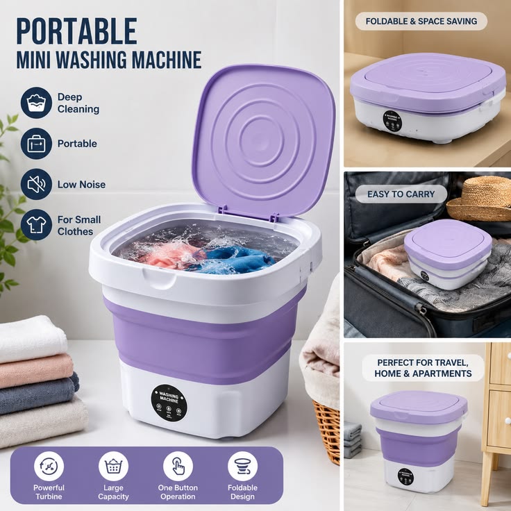 11L Mini Portable Washing Machine – Compact Foldable Washer for Clothes, Travel, Apartments & Delicate Laundry