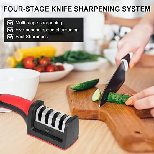 4-in-1 Knife Sharpener | Non-Slip Safe Grip Design