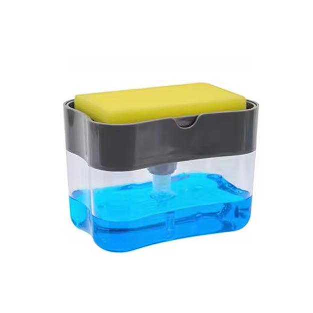 2-in-1 Soap Dispenser Pump & Sponge Holder – Kitchen Dishwashing Organizer with Built-In Soap Pump