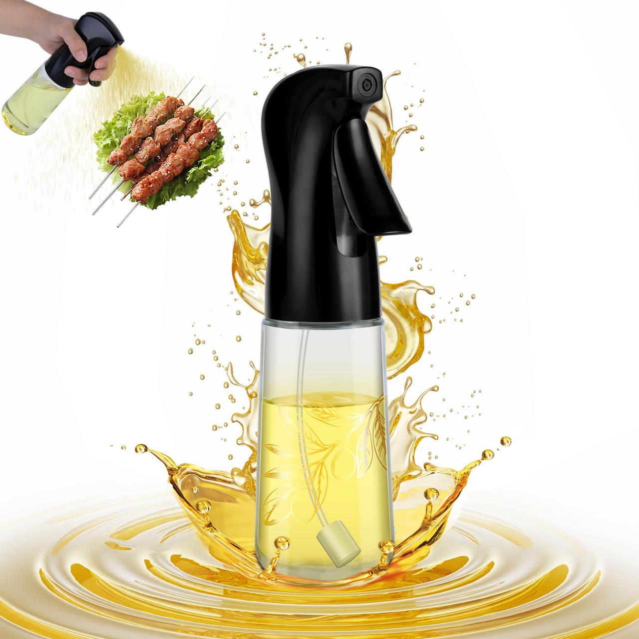 2-in-1 Oil Sprayer Bottle | Refillable Mist Spray Bottle for Air Fryer, BBQ, Salad & Kitchen Use