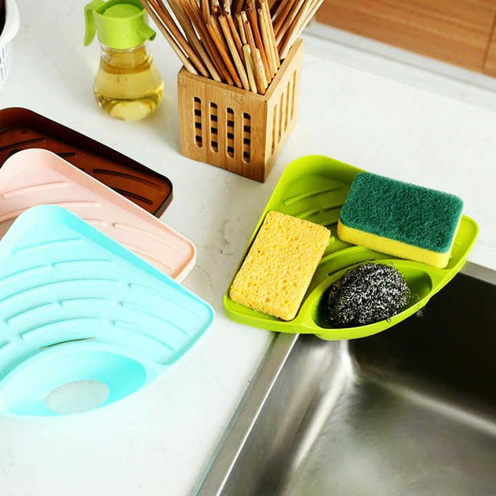 Triangle Sink Shelf Organizer – Corner Drain Basket for Kitchen Sink | Space-Saving Sponge, Soap & Scrubber Storage Rack